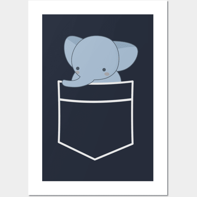 Pocket Elephant T-Shirt Wall Art by happinessinatee